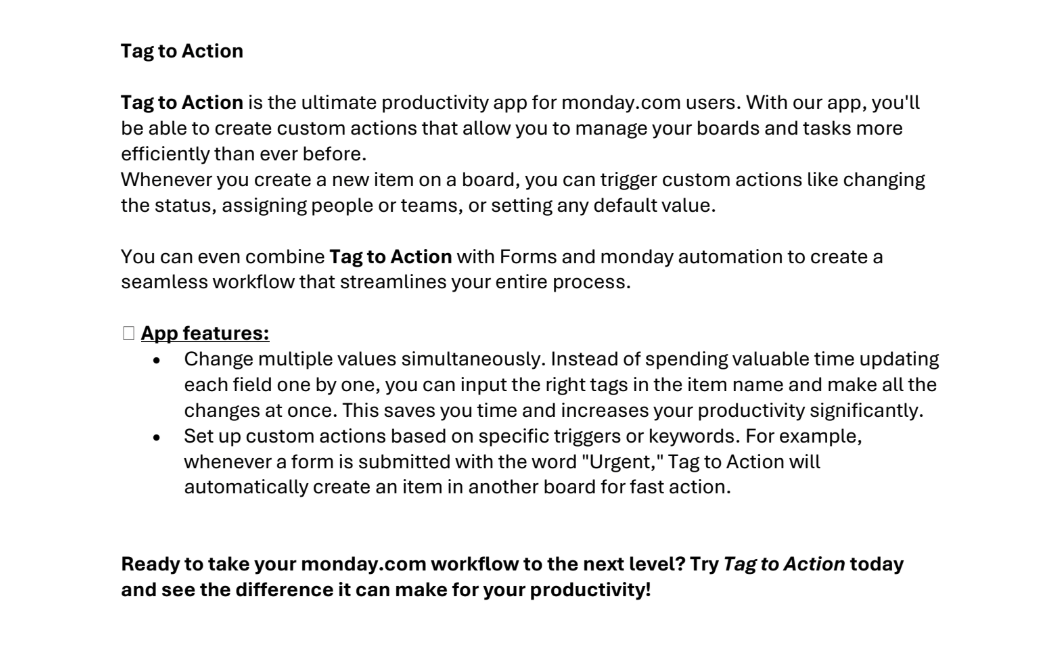 Tag to Action